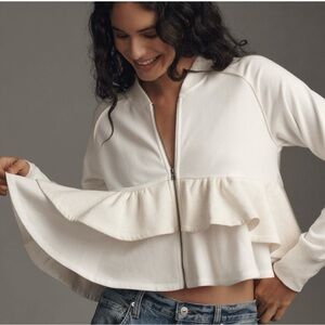 Maeve White Zip-Up Jacket